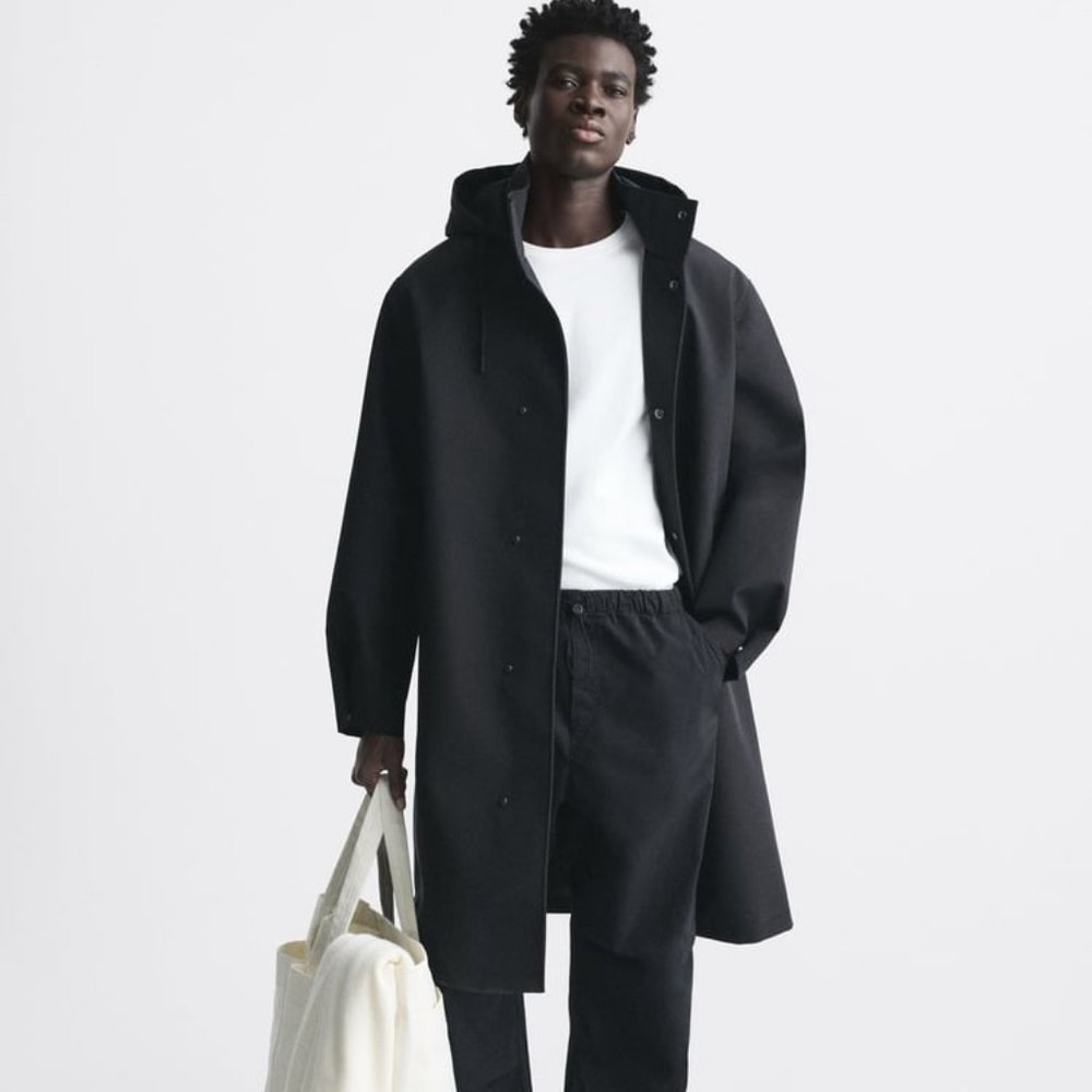 Zara Technical Water Repellent Parka Black